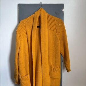 Cozy Mustard Open-Front Sweater